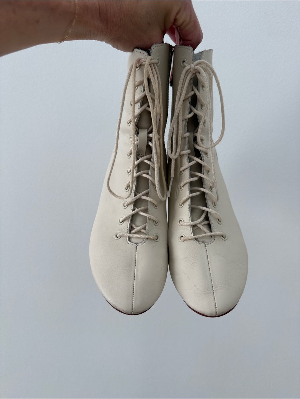 Zara Lace-Up Women's Ankle Boots in Cream